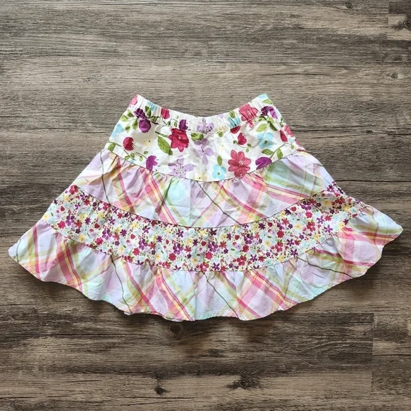 Crazy 8 3t Floral And Plaid Tiered Skirt - Picture 3 of 4